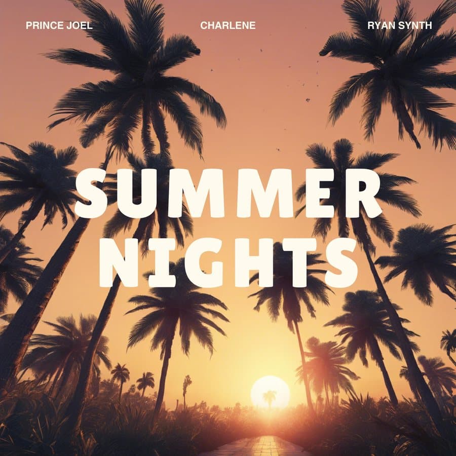 Summer Nights cover: palm trees against a setting sun