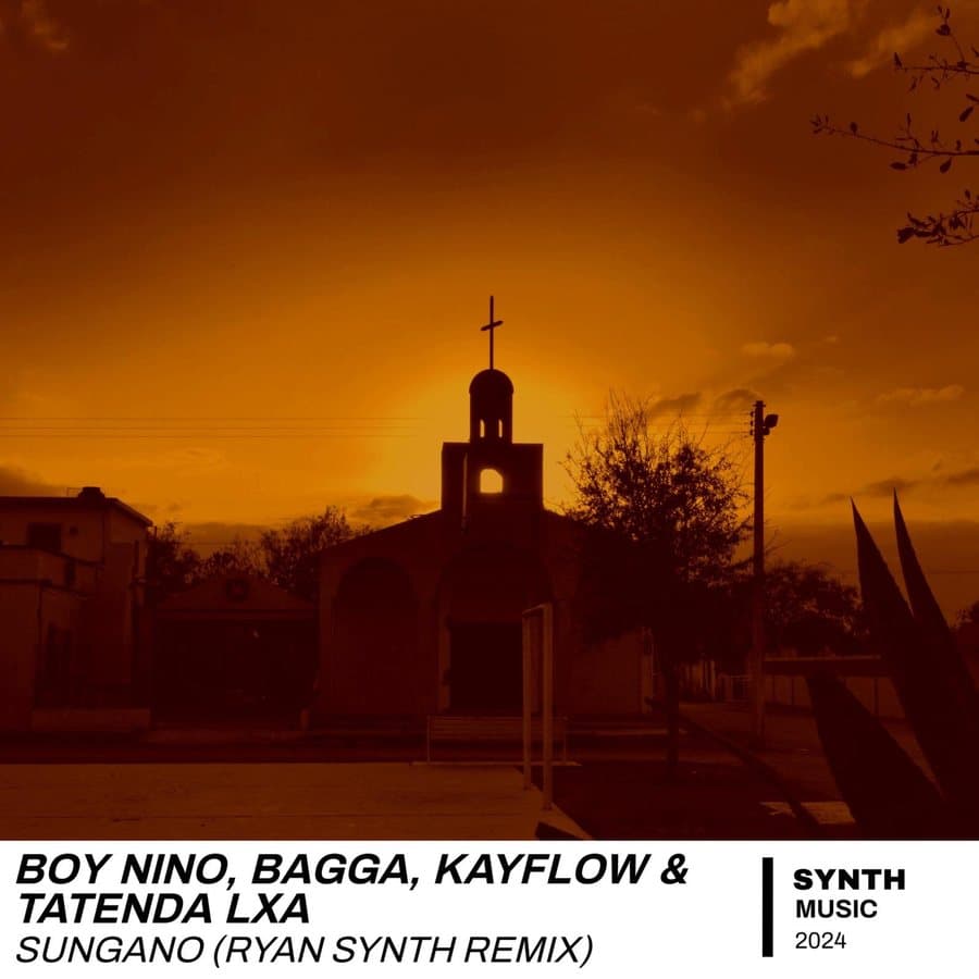 Sungano remix cover: a church silhouette against an orange sunset